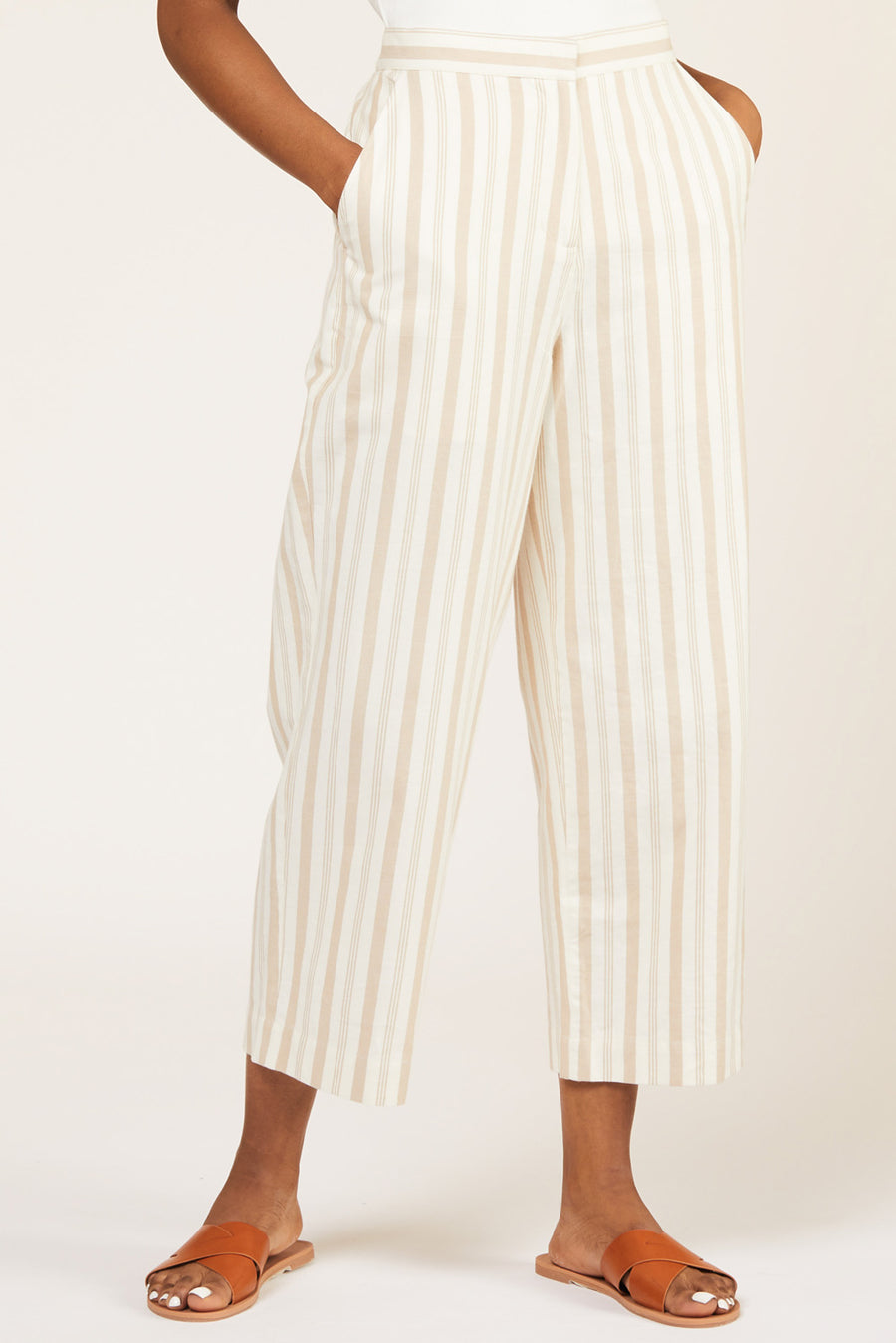Pantalon à rayures Emerson en coton biologique tissé à la main