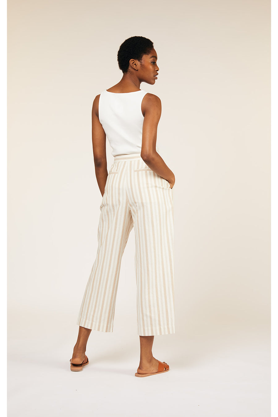 Pantalon à rayures Emerson en coton biologique tissé à la main