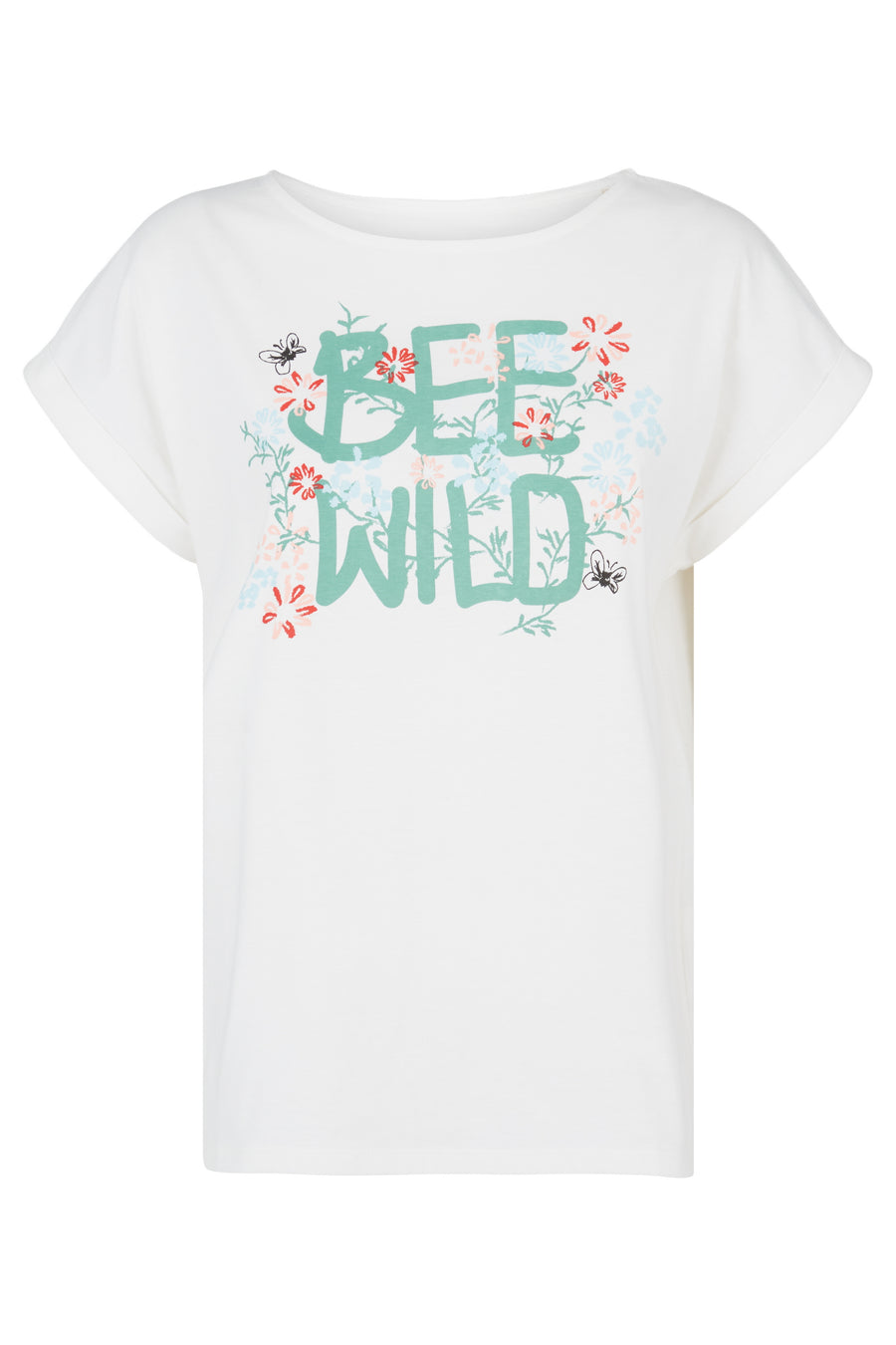 People Tree Fair Trade, Ethical & Sustainable Bee Wild Print Tee in Eco white 100% organic certified cotton