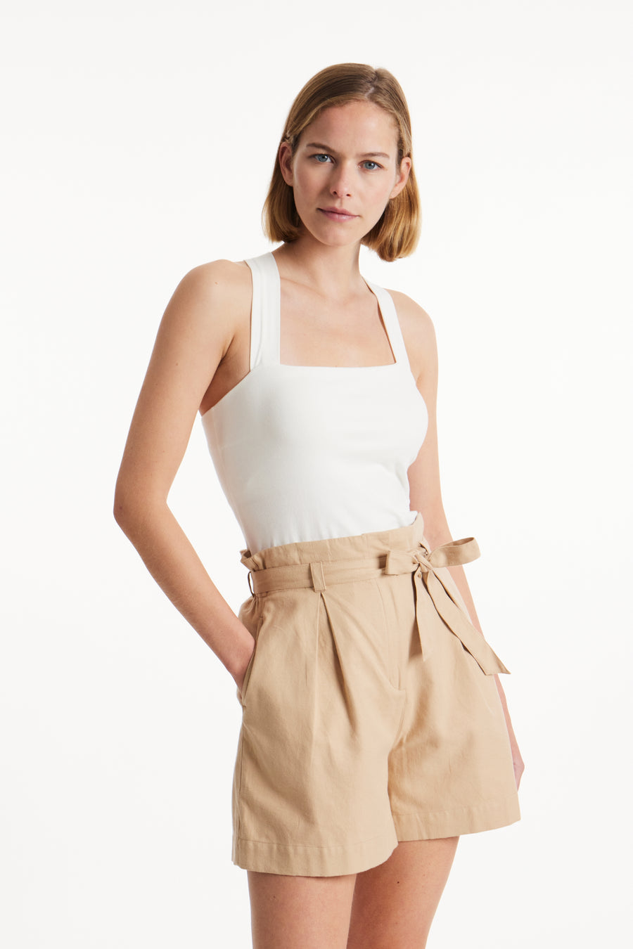 People Tree Fair Trade, Ethical & Sustainable Dorcas Shorts in Sand 100% Organic Cotton