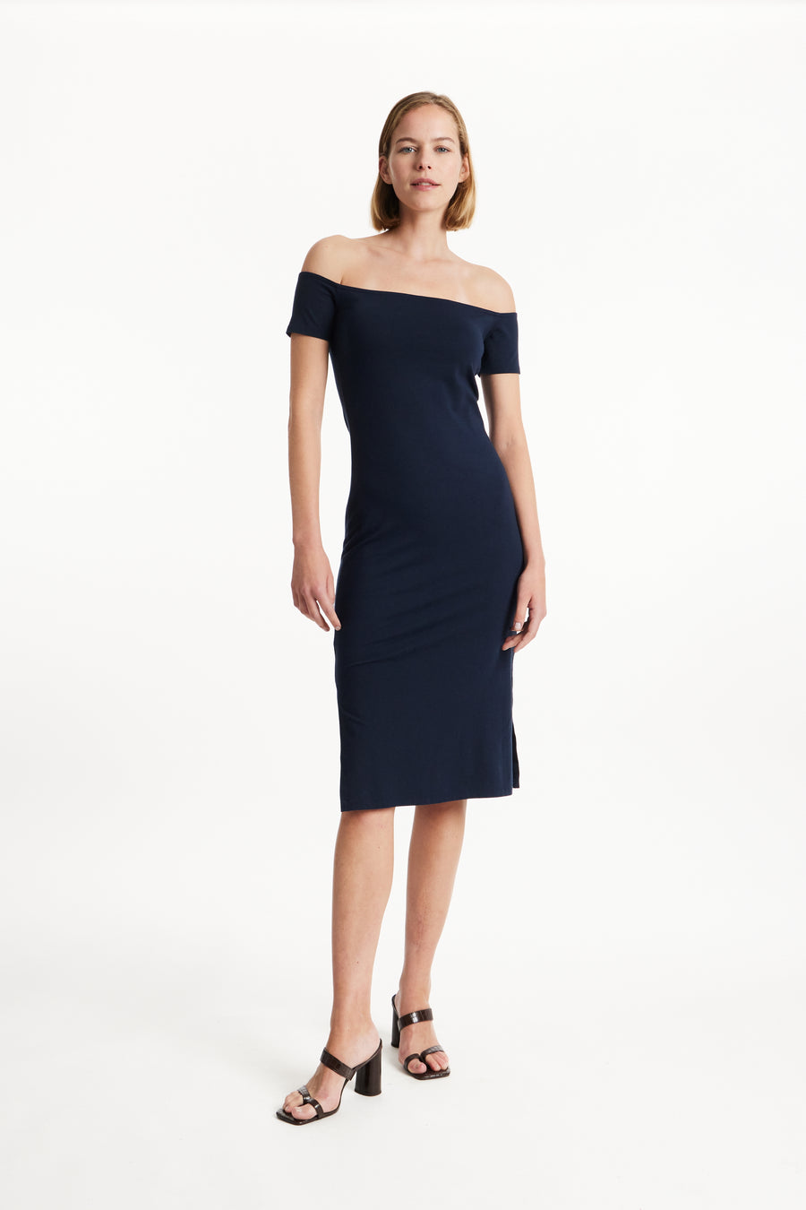 People Tree Fair Trade, Ethical & Sustainable Emer Dress in Navy 95% organic certified cotton, 5% elastane
