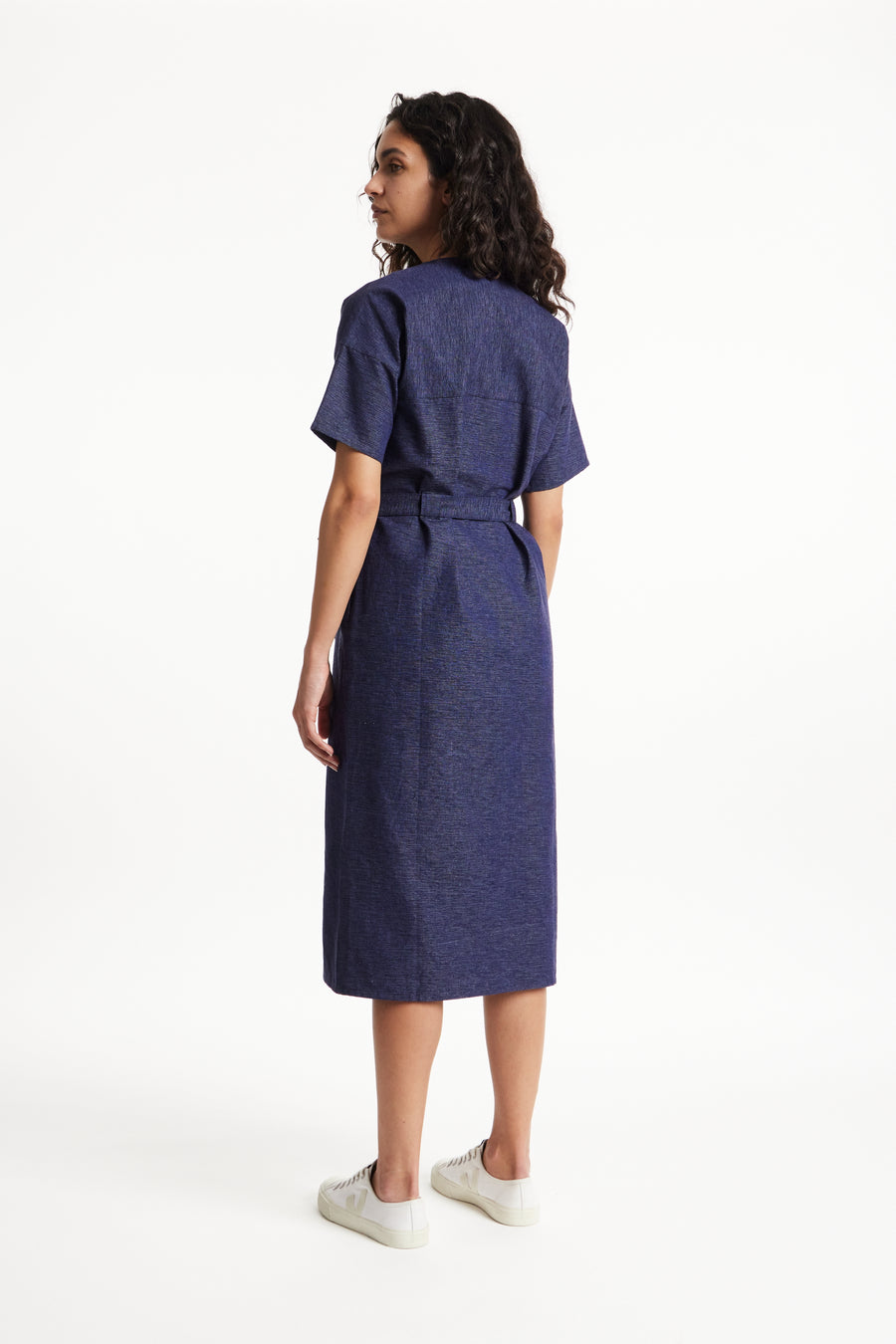 People Tree Fair Trade, Ethical & Sustainable India Dress in Navy 100% Organic Cotton