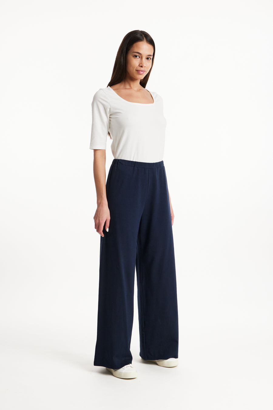 People Tree Fair Trade, Ethical & Sustainable Jacinta trousers in Navy 95% organic certified cotton, 5% elastane