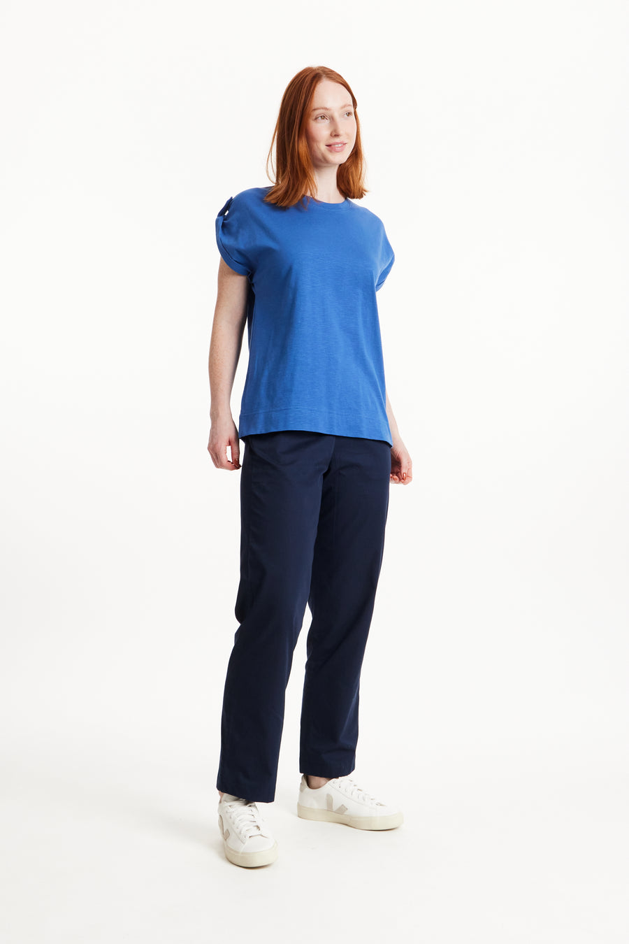 People Tree Fairer Handel, ethisches und nachhaltiges Jayne Slub -T -Shirt in blau 100% Bio -zertifizierter Baumwolle