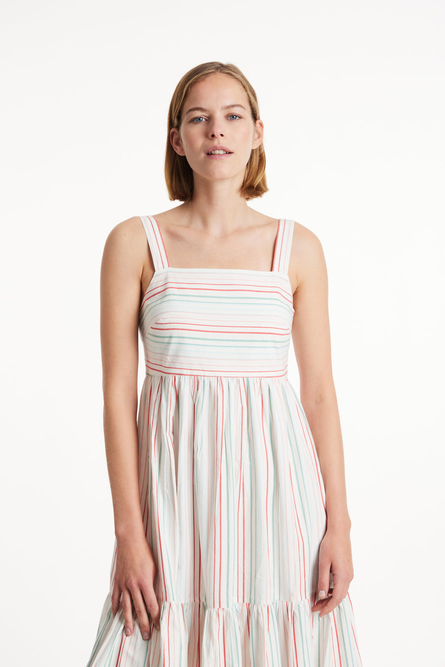 People Tree Fair Trade, Ethical & Sustainable Lea Striped Dress in Multi coloured 100% Organic Cotton