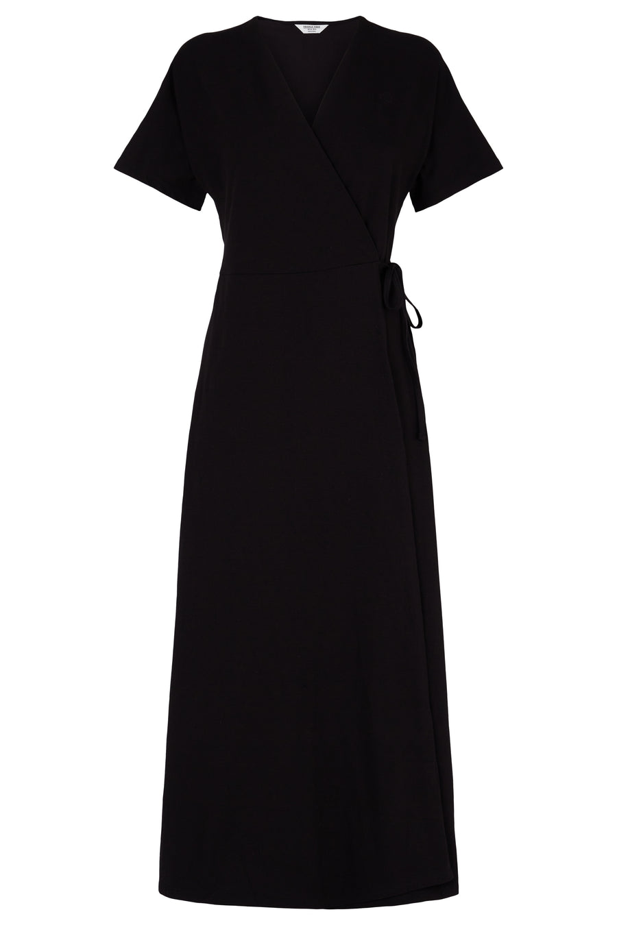 People Tree Fair Trade, Ethical & Sustainable Leora Wrap Dress in Black 95% organic certified cotton, 5% elastane